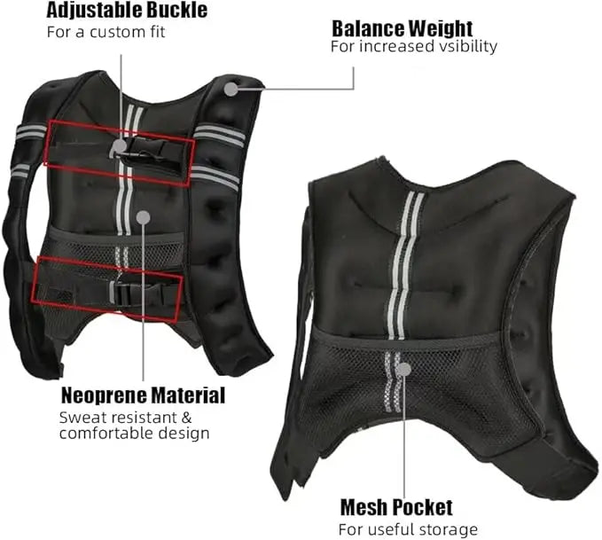 Weighted Vest For Men And Women, 12 To 30 Lbs Weights Included