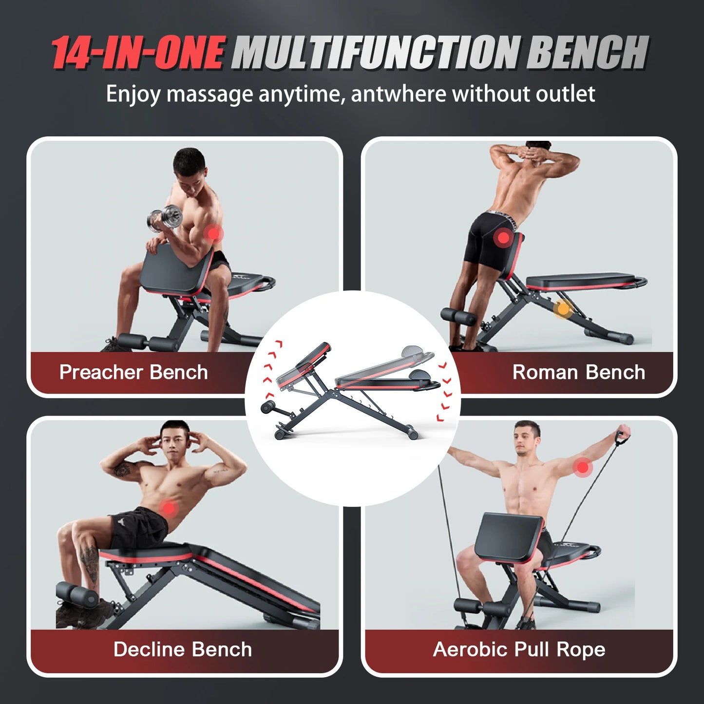 Adjustable Weight Bench Foldable Incline Decline Dumbbell For Home Gym
