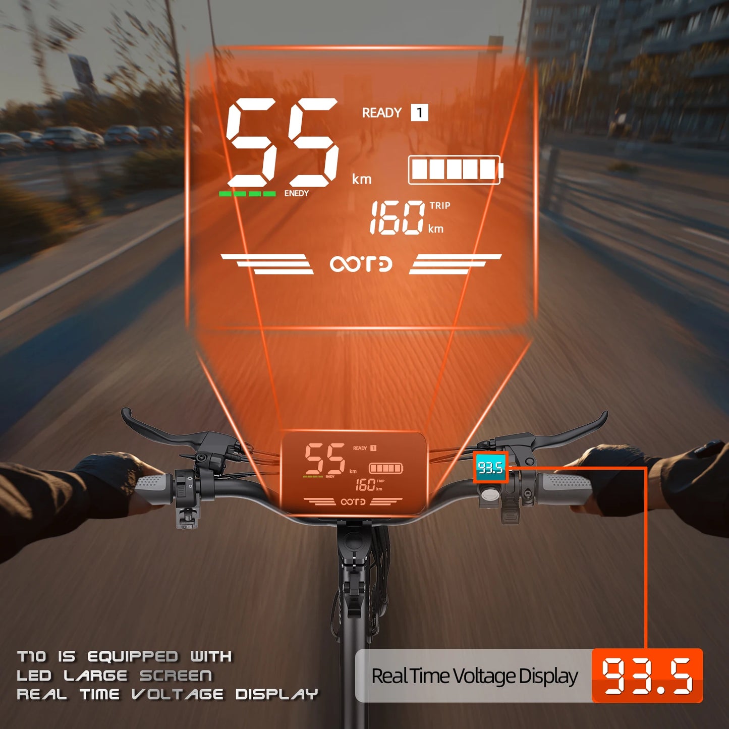 OOTD T10 900W Electric Scooter Foldable 48V Battery Long Range