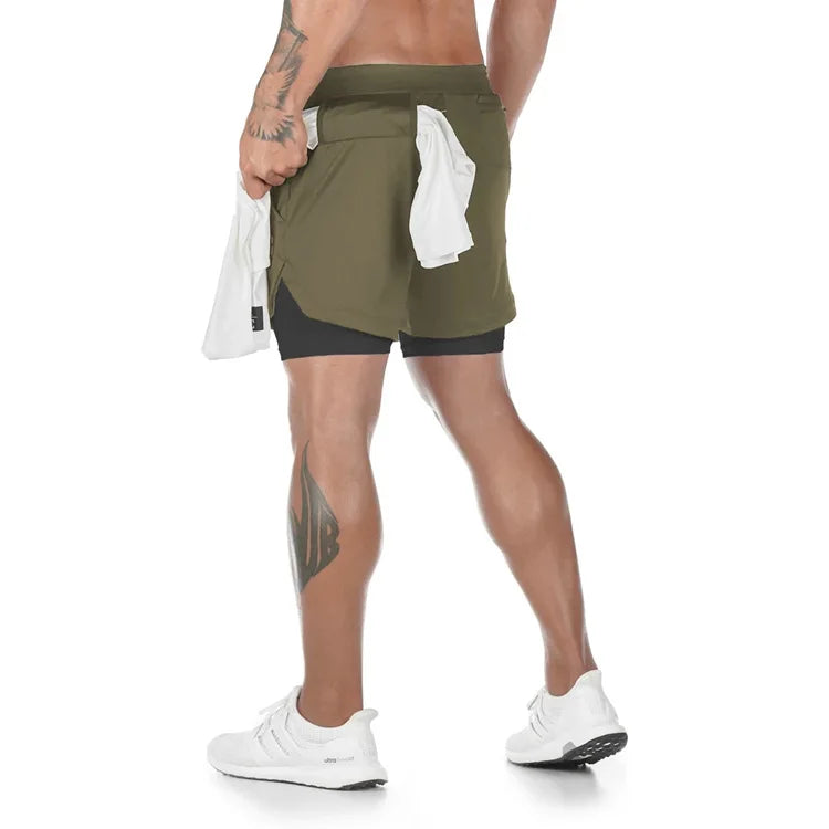 Camo Running Shorts TwoInOne Quick Dry Workout Gym Fitness