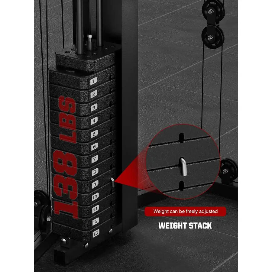 MBVM Smith Machine Home Gym With 138 Lb Weight Stack Leg Press Lat Station