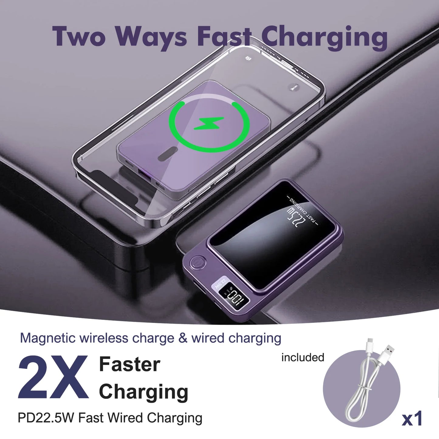 Wireless Power Bank 2-In-1 Magnetic 10000mAh Portable Charger