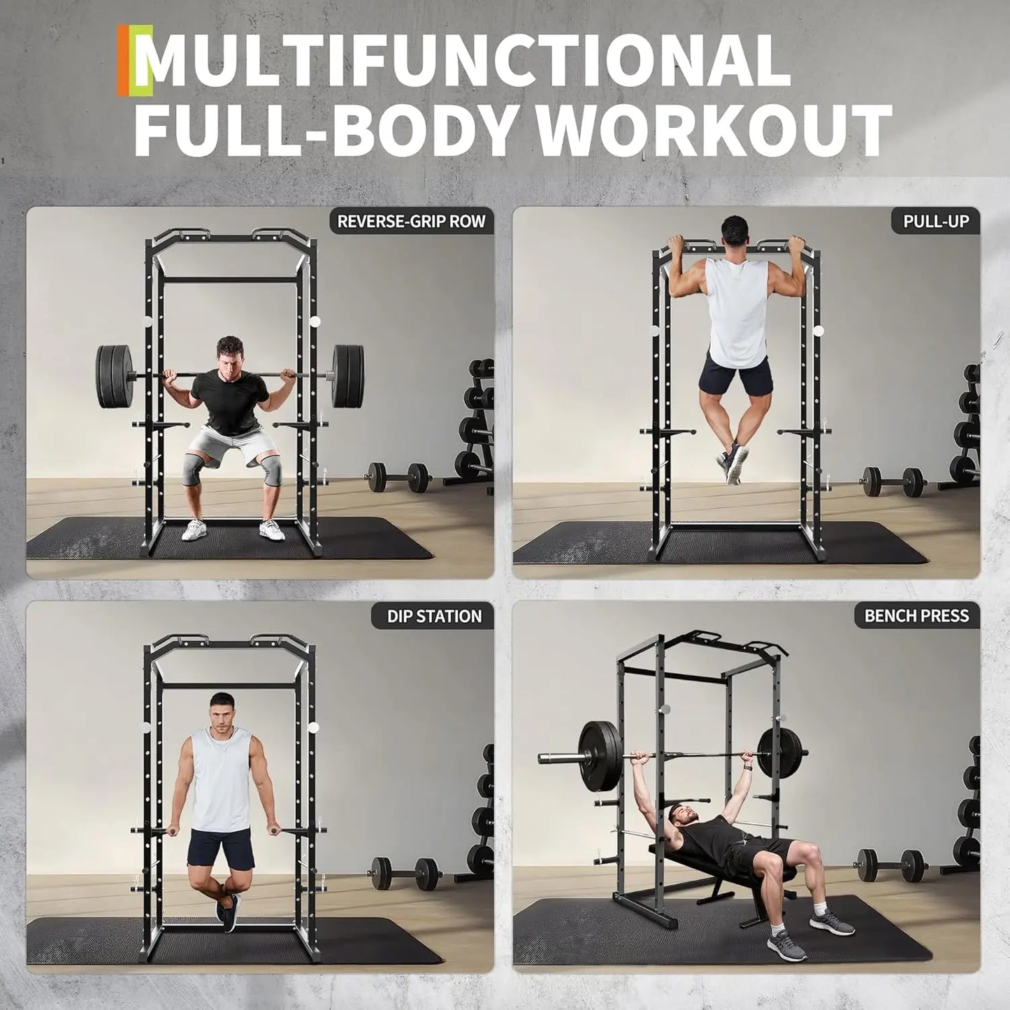 HiMISS 1100 Lb Multi-Functional Power Rack With Pull-Up Bar