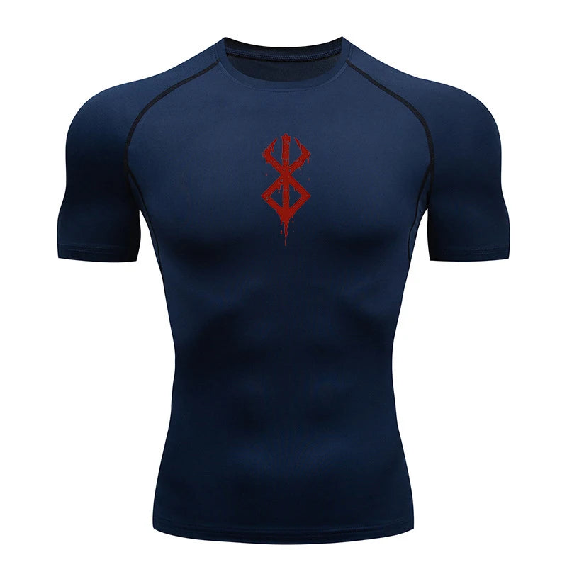Summer Quick Dry Men Compression Shirt Short Sleeve Running Tee
