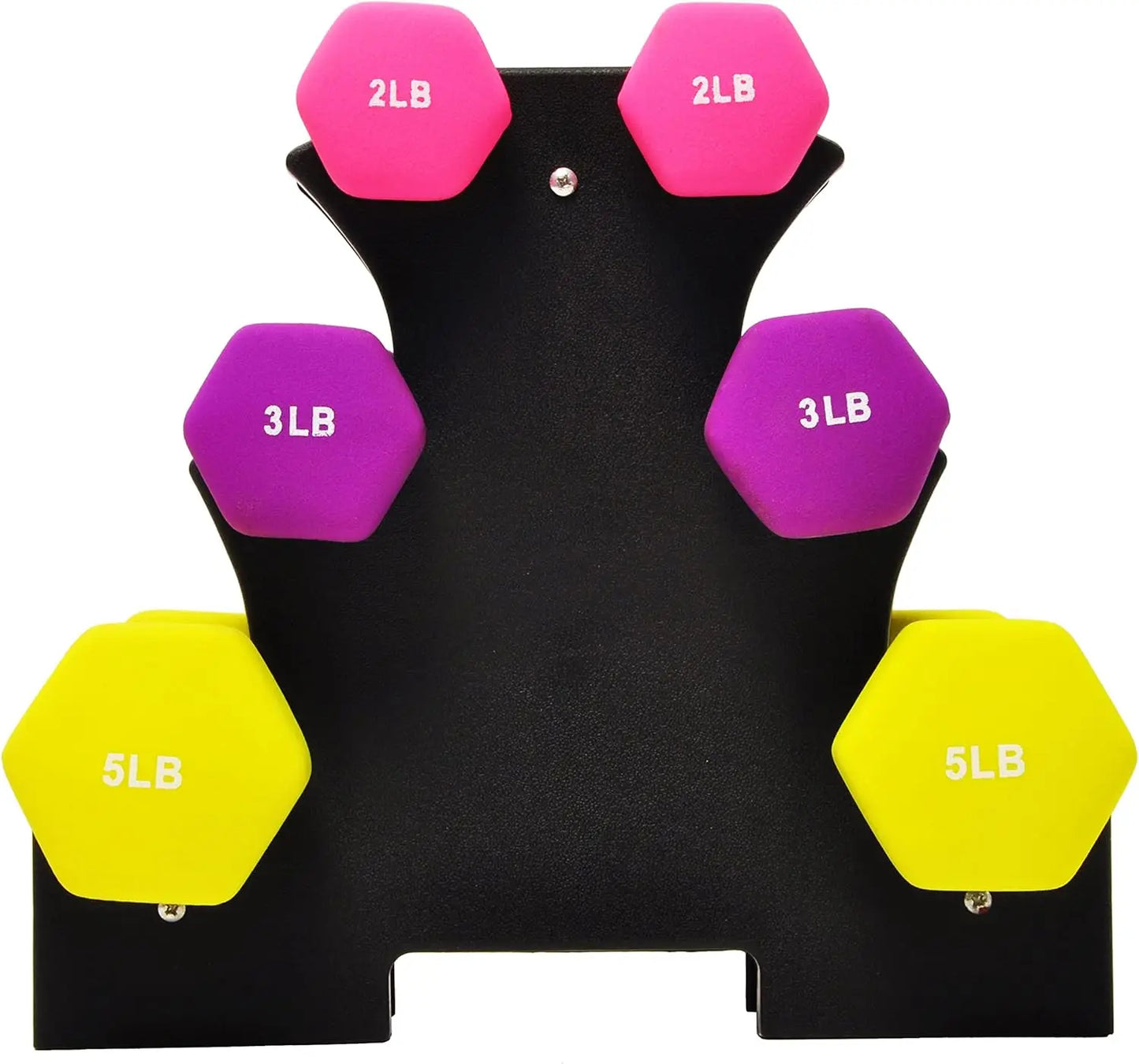 Six-Piece Neoprene Dumbbell Set With Stand For Home Workouts