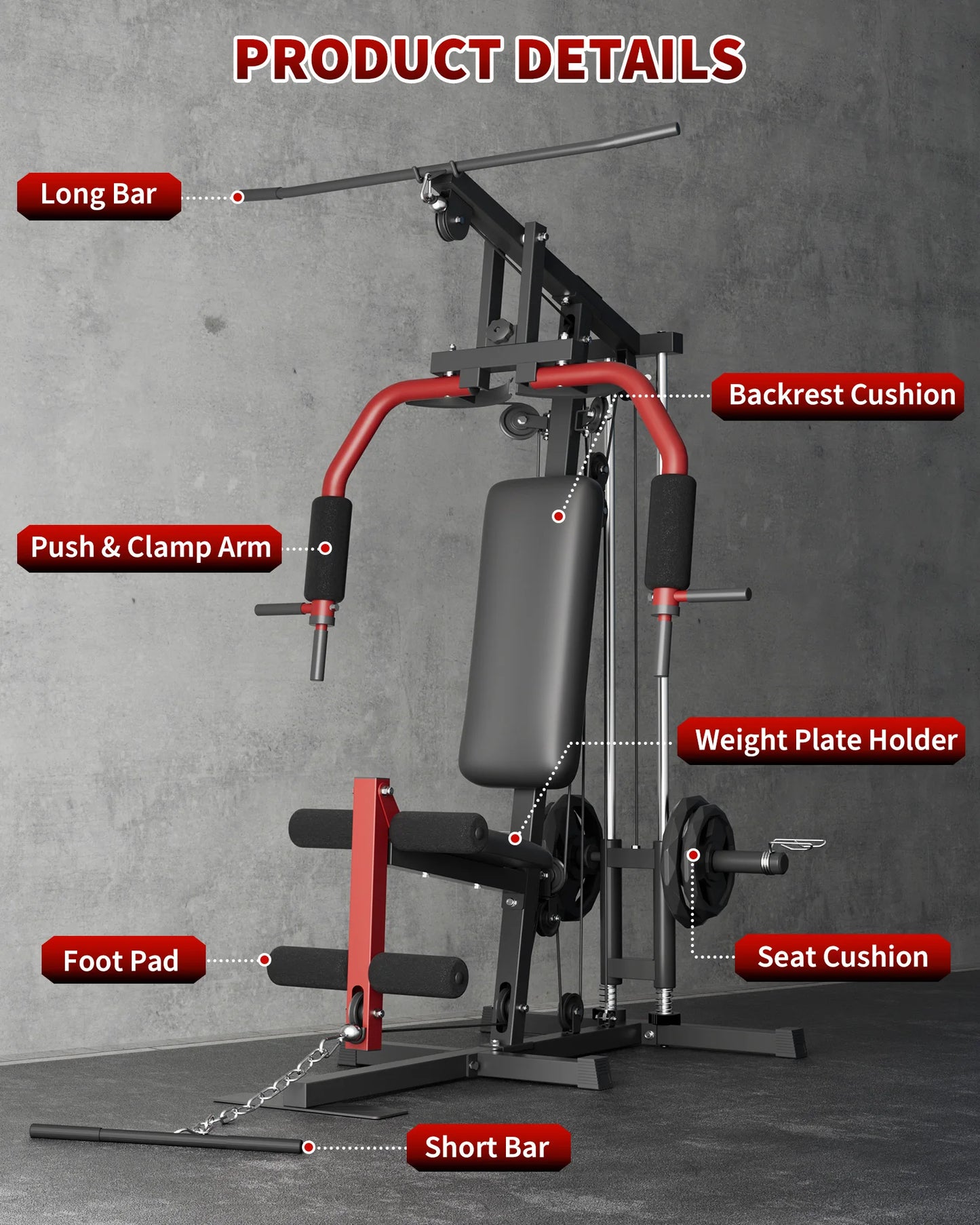HiMISS 5-In-1 Multifunctional Home Gym Machine Lat Pulldown