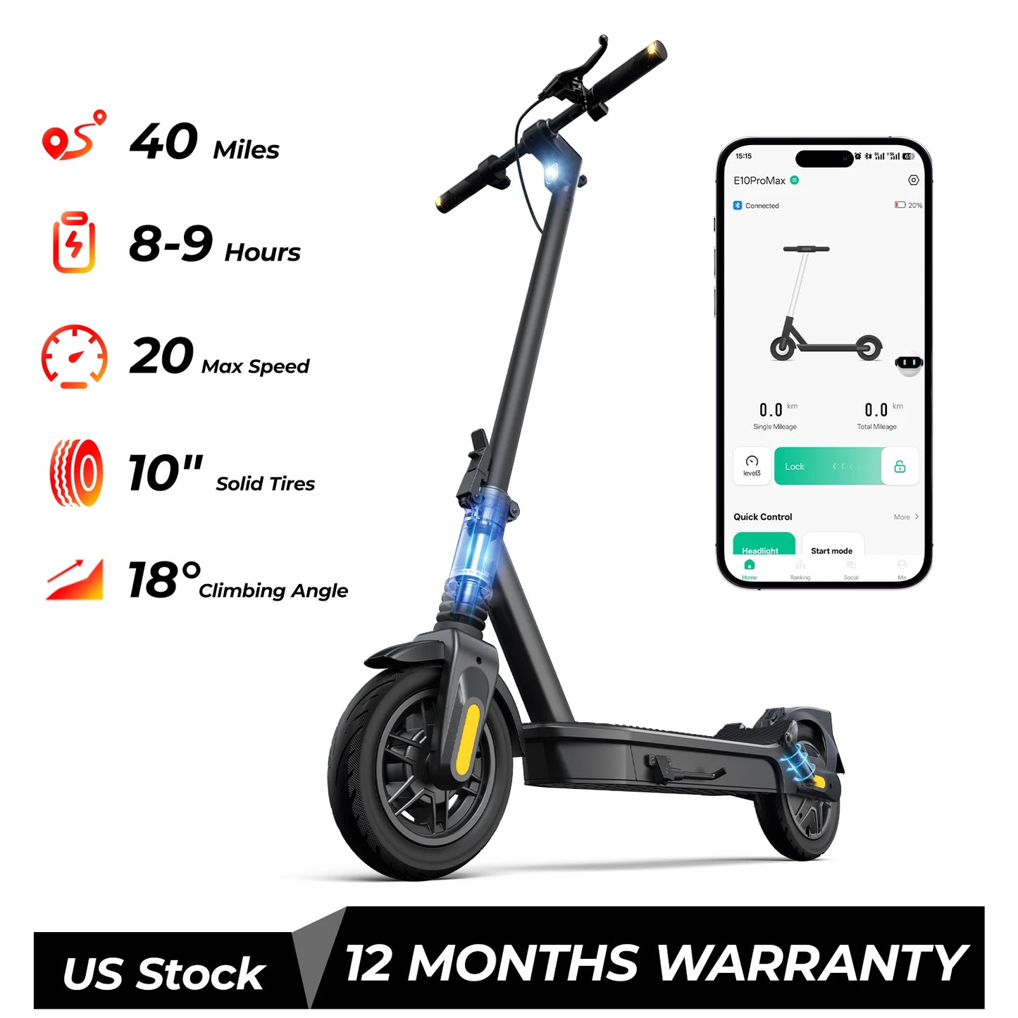 HeroPick Electric Scooter 500W 20 MPH Foldable, App Control
