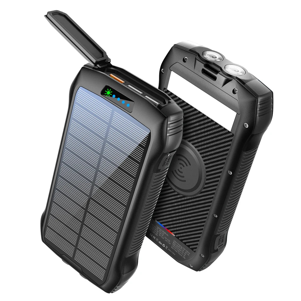 Solar Charger Power Bank 33500mAh Wireless USB C PD Outdoor