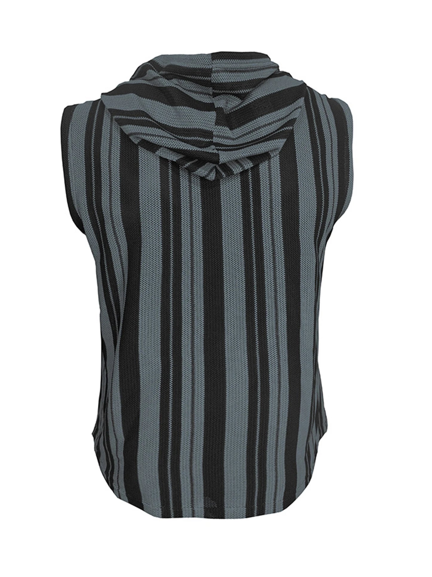 Men's Sleeveless Striped Tank Top With Pockets And Drawstring Vest