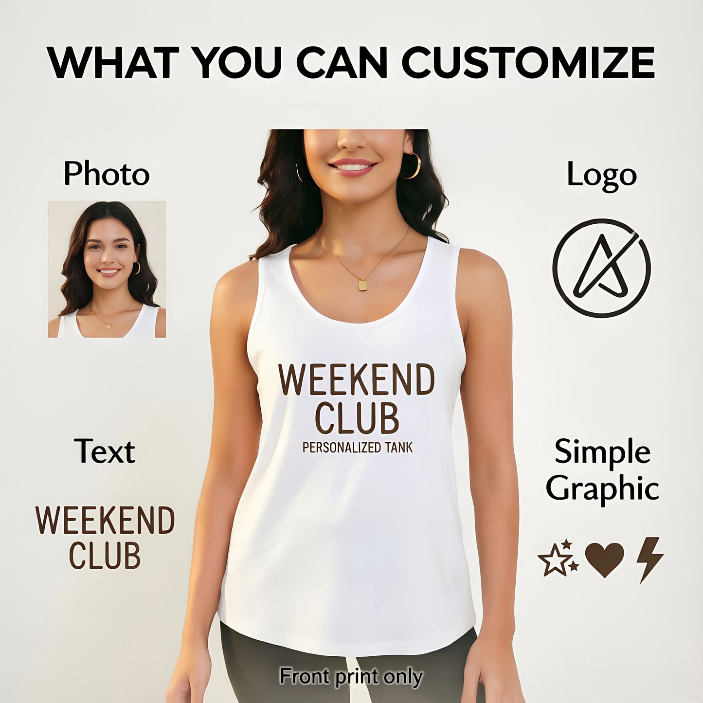 Custom Photo Logo Tank Top for Women Sleeveless Shirt
