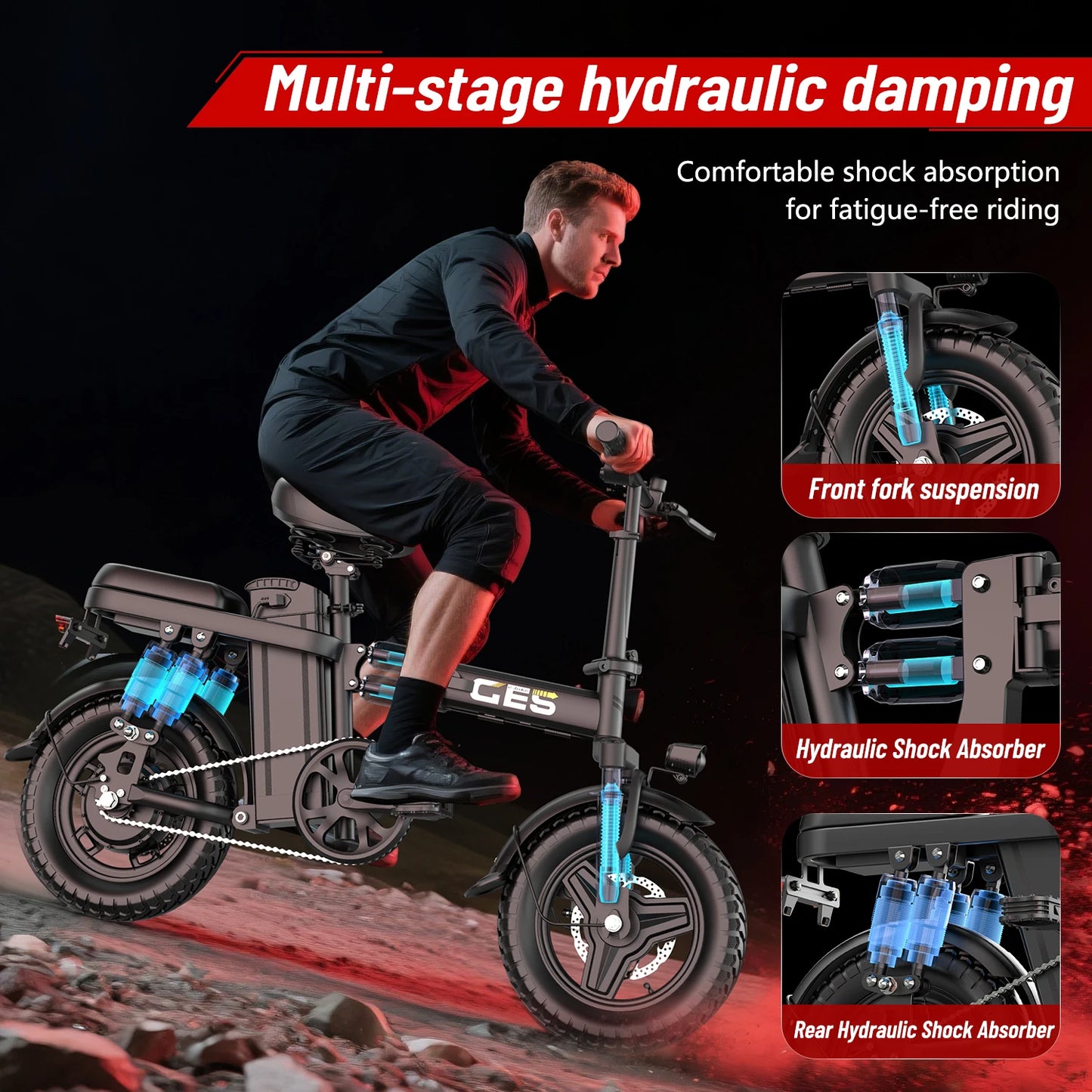 UPlee GE5 Electric Folding Bike 500W Motor 48V Battery