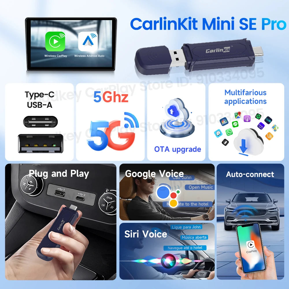 Carlinkit Mini Pro Wireless CarPlay Adapter For Android Auto