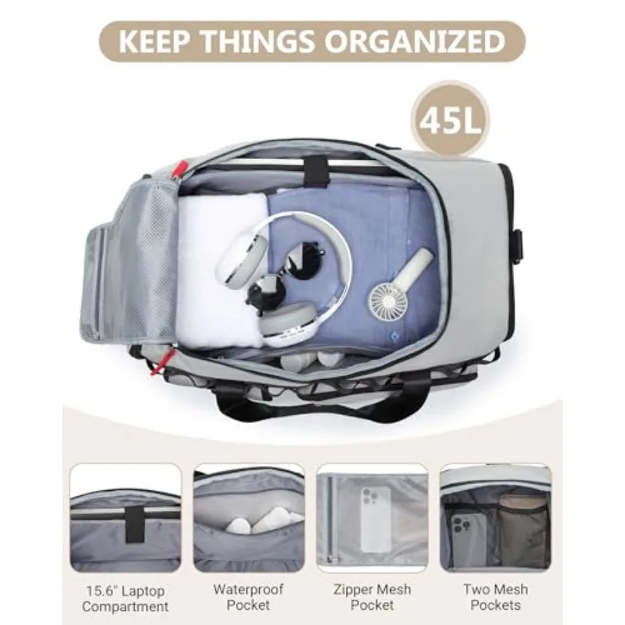 Unisex Gym Bag With Shoe And Laptop Compartments Durable Travel