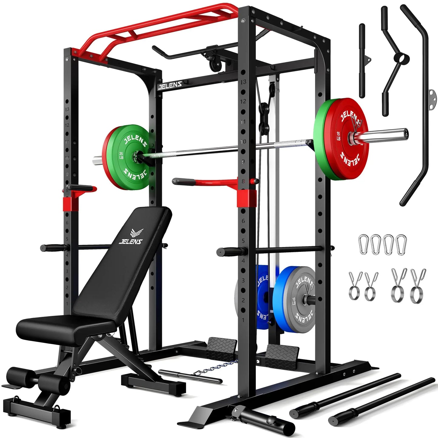 Jelens S11 Power Cage 2000LB Power Rack With Lat Pulldown