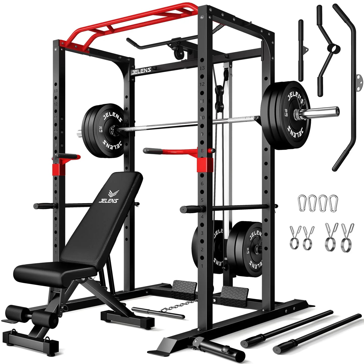 Jelens S11 Power Cage 2000LB Power Rack With Lat Pulldown
