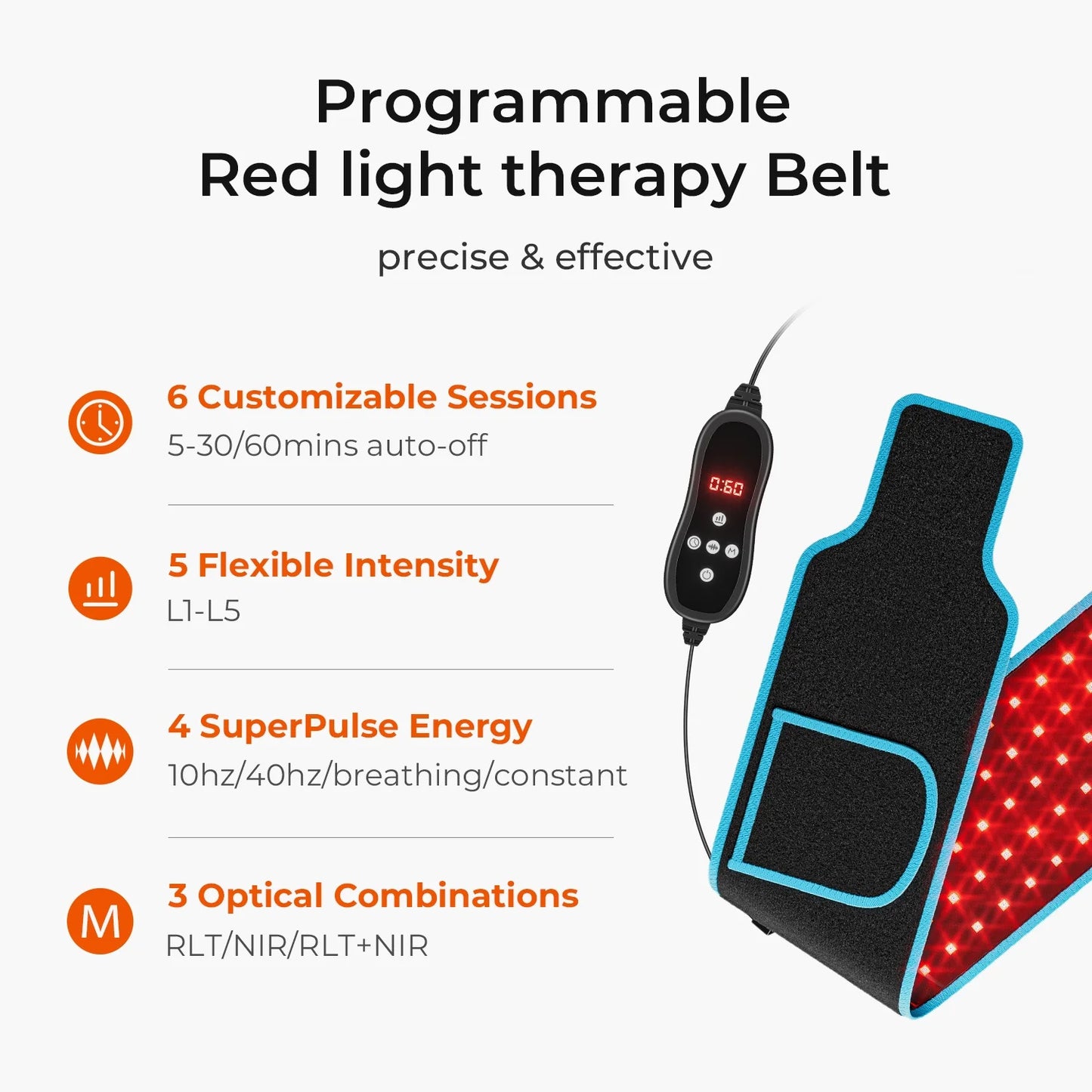 XceeFit Red Light Therapy Belt LED For Pain Relief And Muscle Recovery