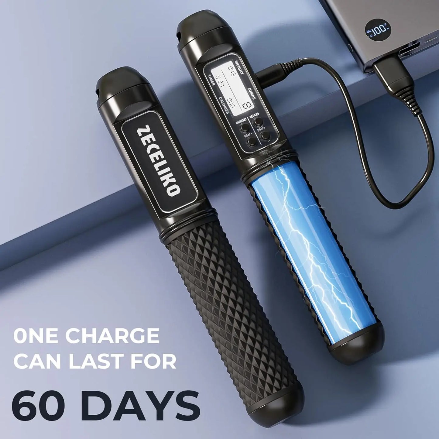 Smart LED Jump Rope With Counter Adjustable Steel Wire For Home Gym HIIT