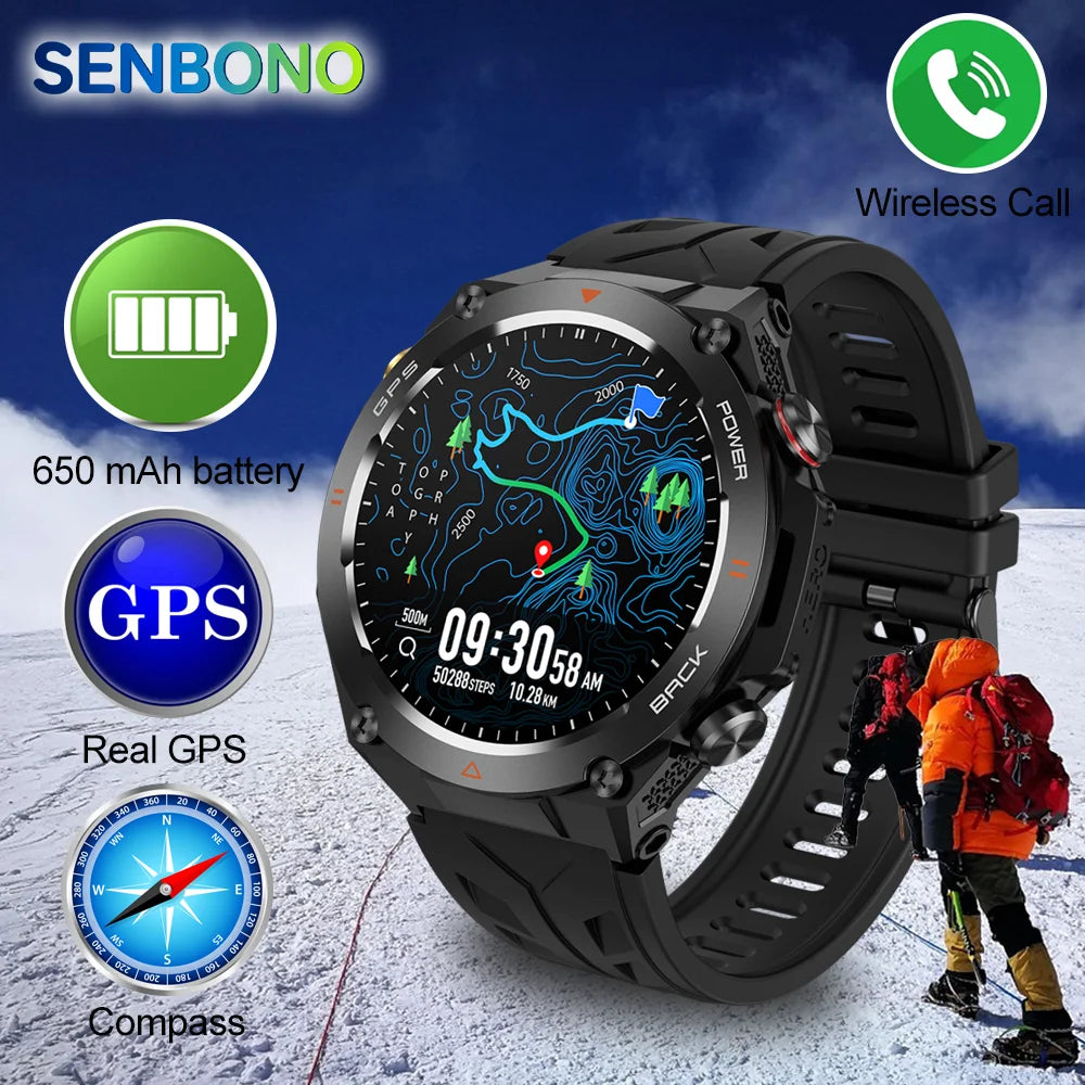 Senbono GPS Smart Watch Bluetooth Phone Calls For Men