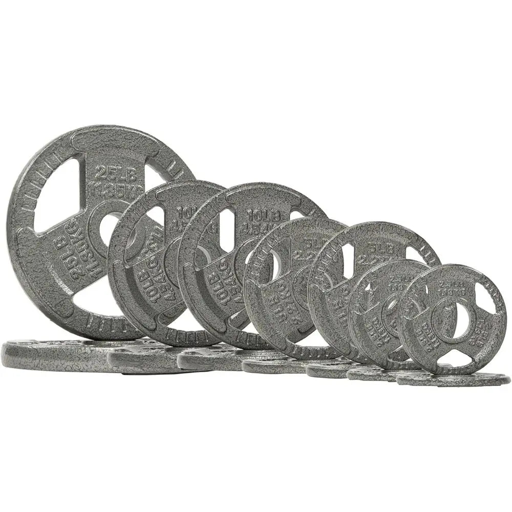Triple Grip Weight Plates Set For Barbell Home Gym Strength