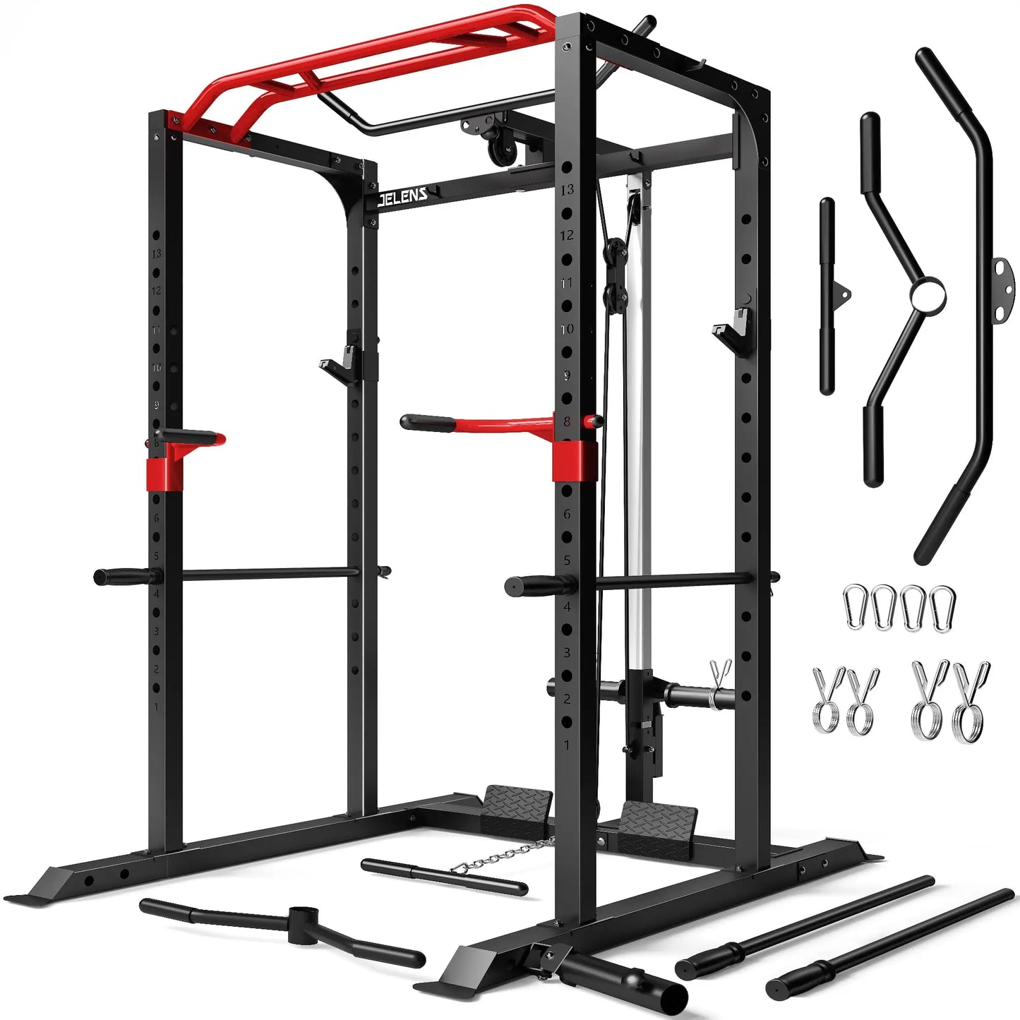 Jelens S11 Power Cage 2000LB Power Rack With Lat Pulldown