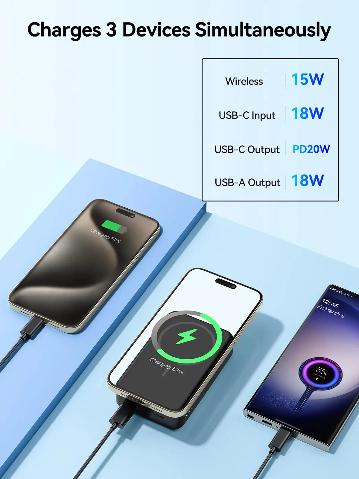 NEWDERY 20000mAh Magnetic Wireless Power Bank PD 20W