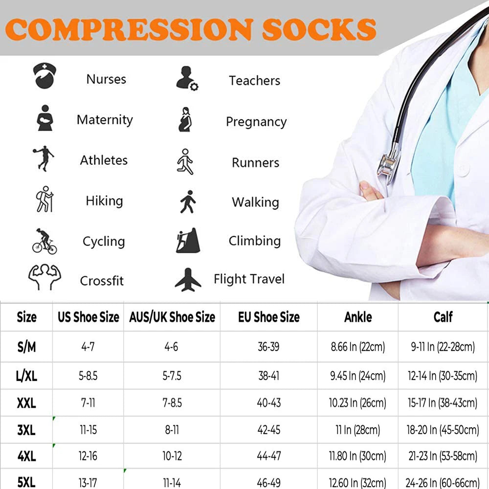 BROTHOCK Compression Socks 20-30 MmHg Athletic Nylon Stockings