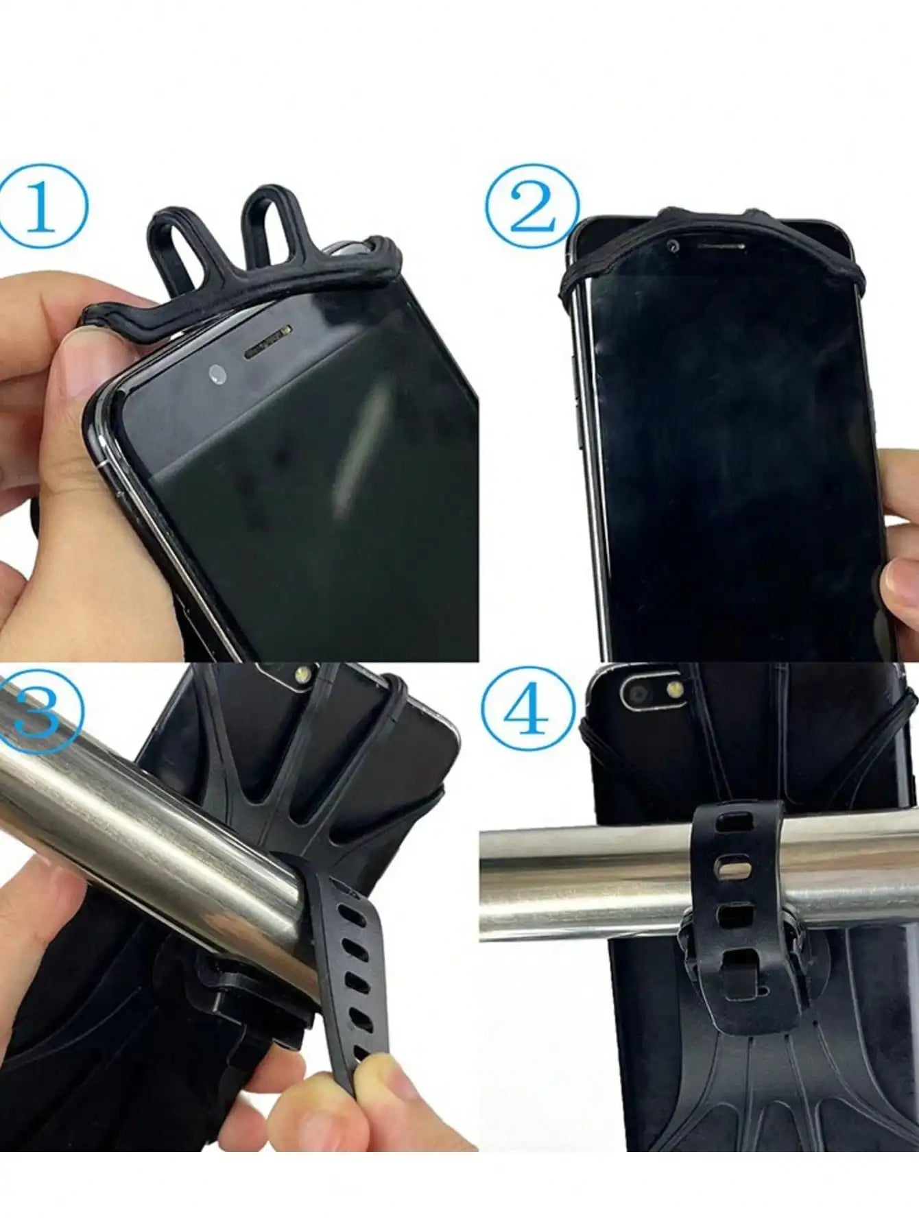 360 Rotatable Silicone Phone Holder For Bicycle, E-Bike And Motorcycle
