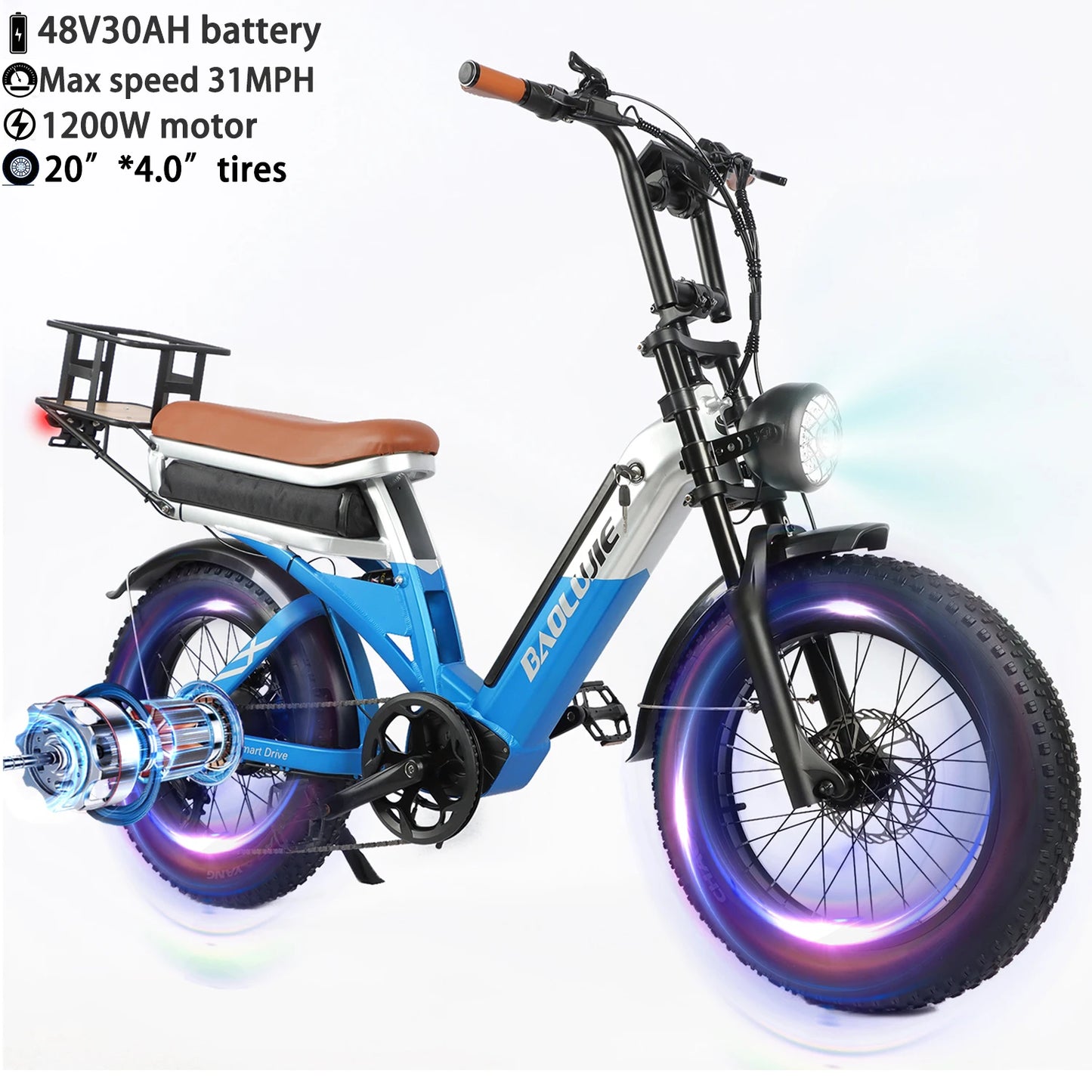 Baolujie Moto Electric Bicycle 1500W Peak Brushless Motor