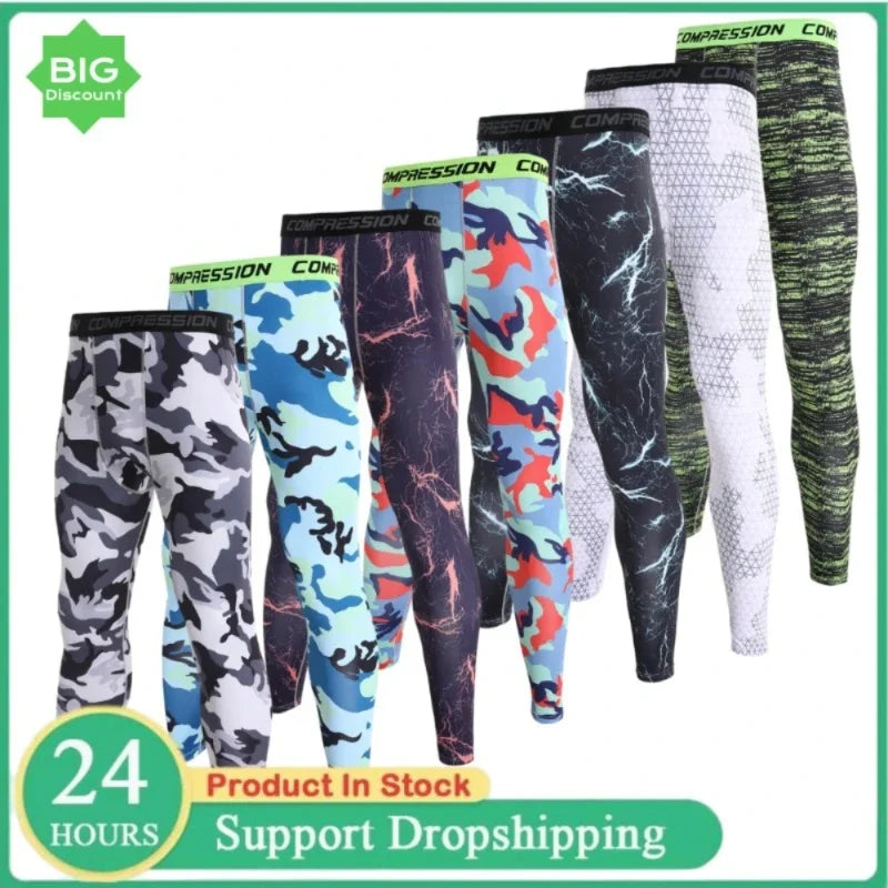 Men Camouflage Running Compression Leggings Quick Dry