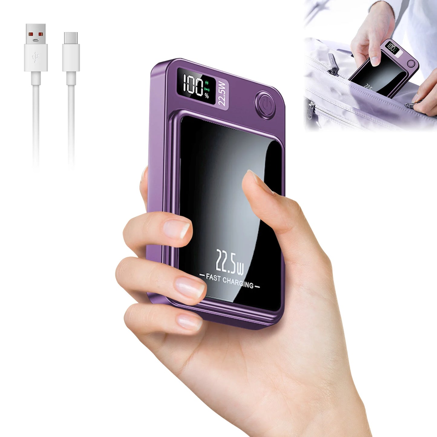 Wireless Power Bank 2-In-1 Magnetic 10000mAh Portable Charger