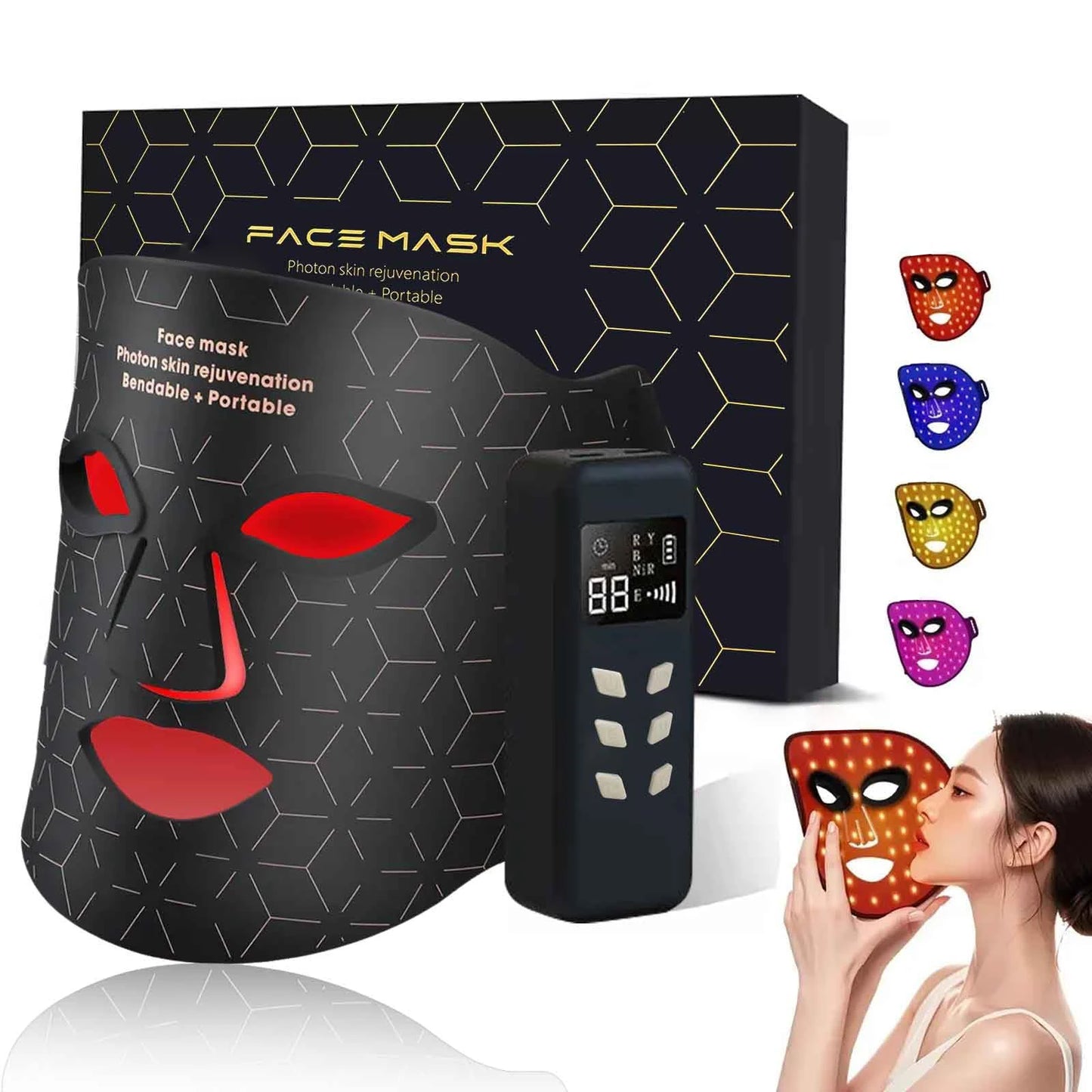 Portable Led Light Therapy Face Mask With 4 Modes For Skin Rejuvenation