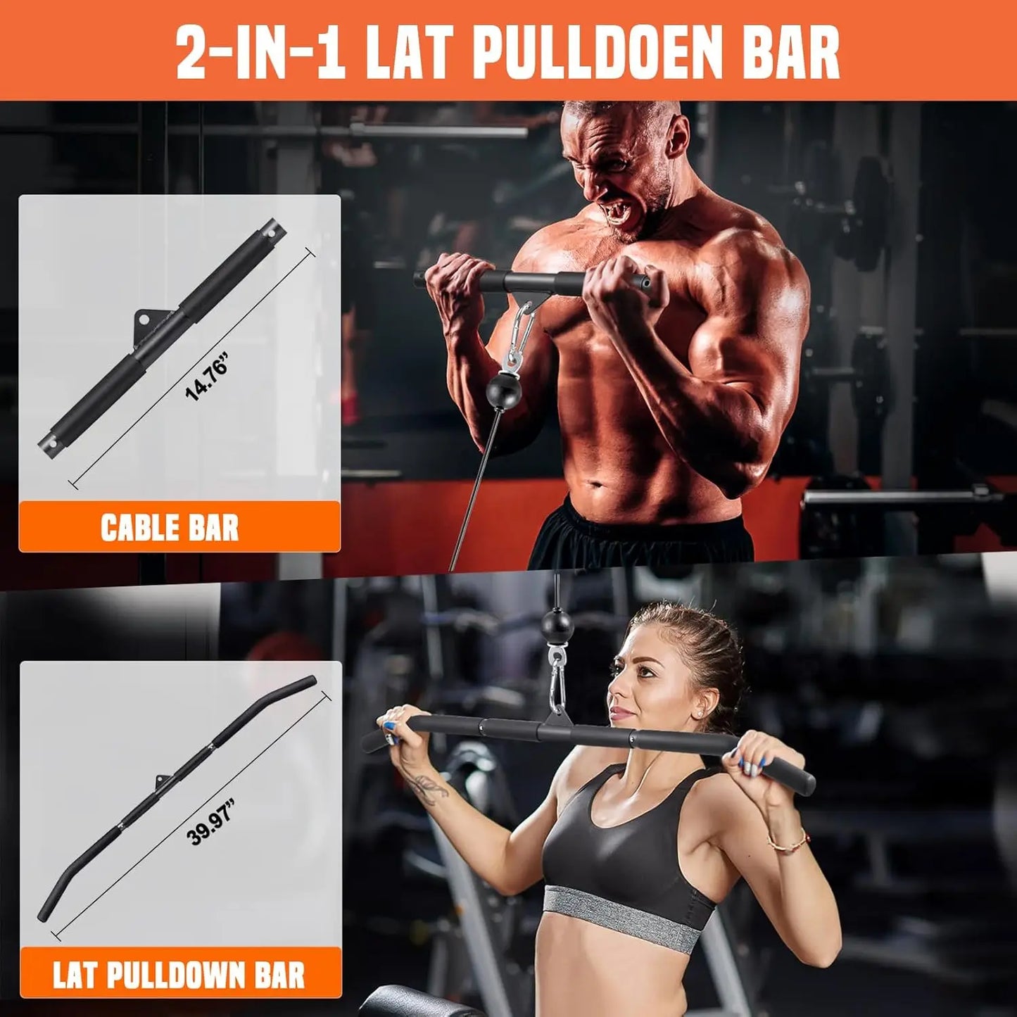 Cable Pulley System For Home Gym With Lat Bar And Loading Pin