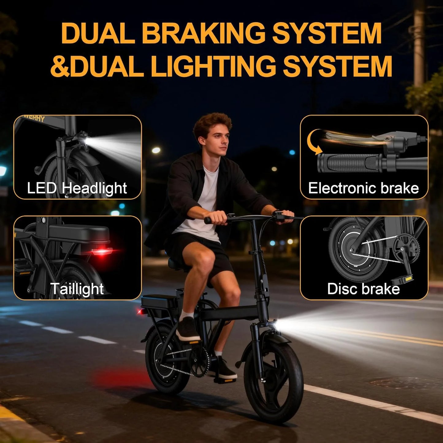 Ladped Foldable Electric Bike 500W Dual Seats For Adults