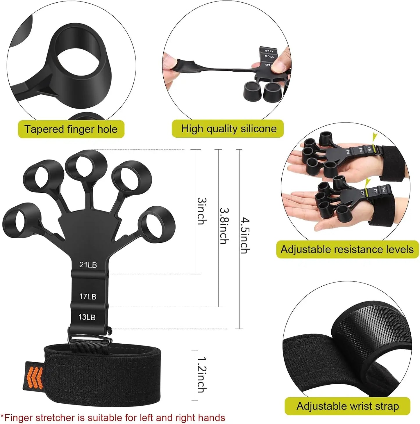 Hand Grip Strengthener Kit With Finger Exerciser For Forearm