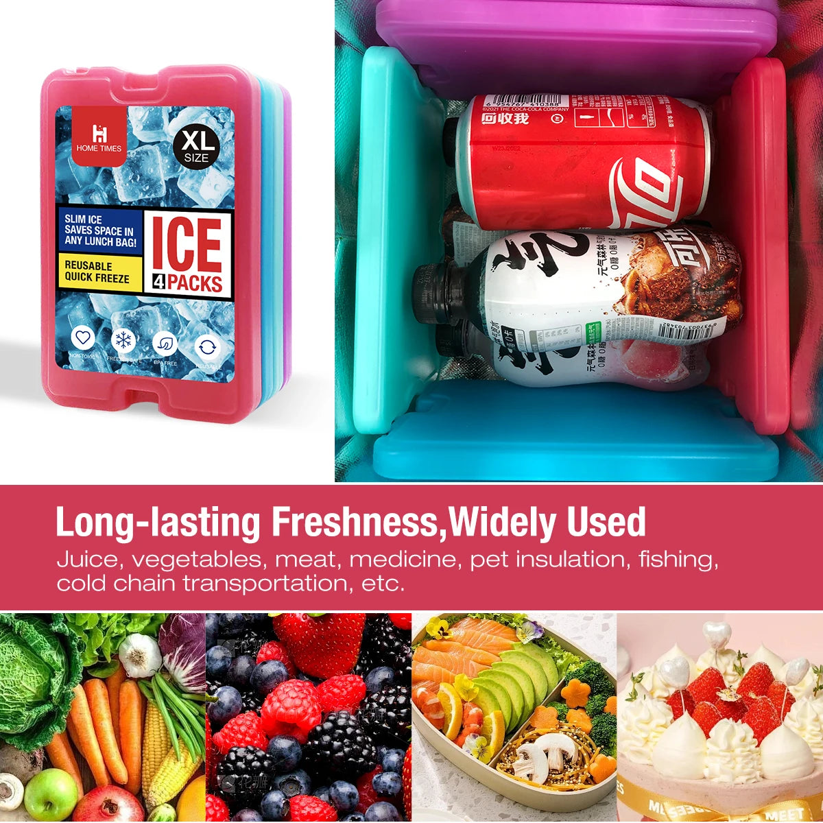 Slim Ice Pack Set For Lunch Boxes And Coolers Bundle