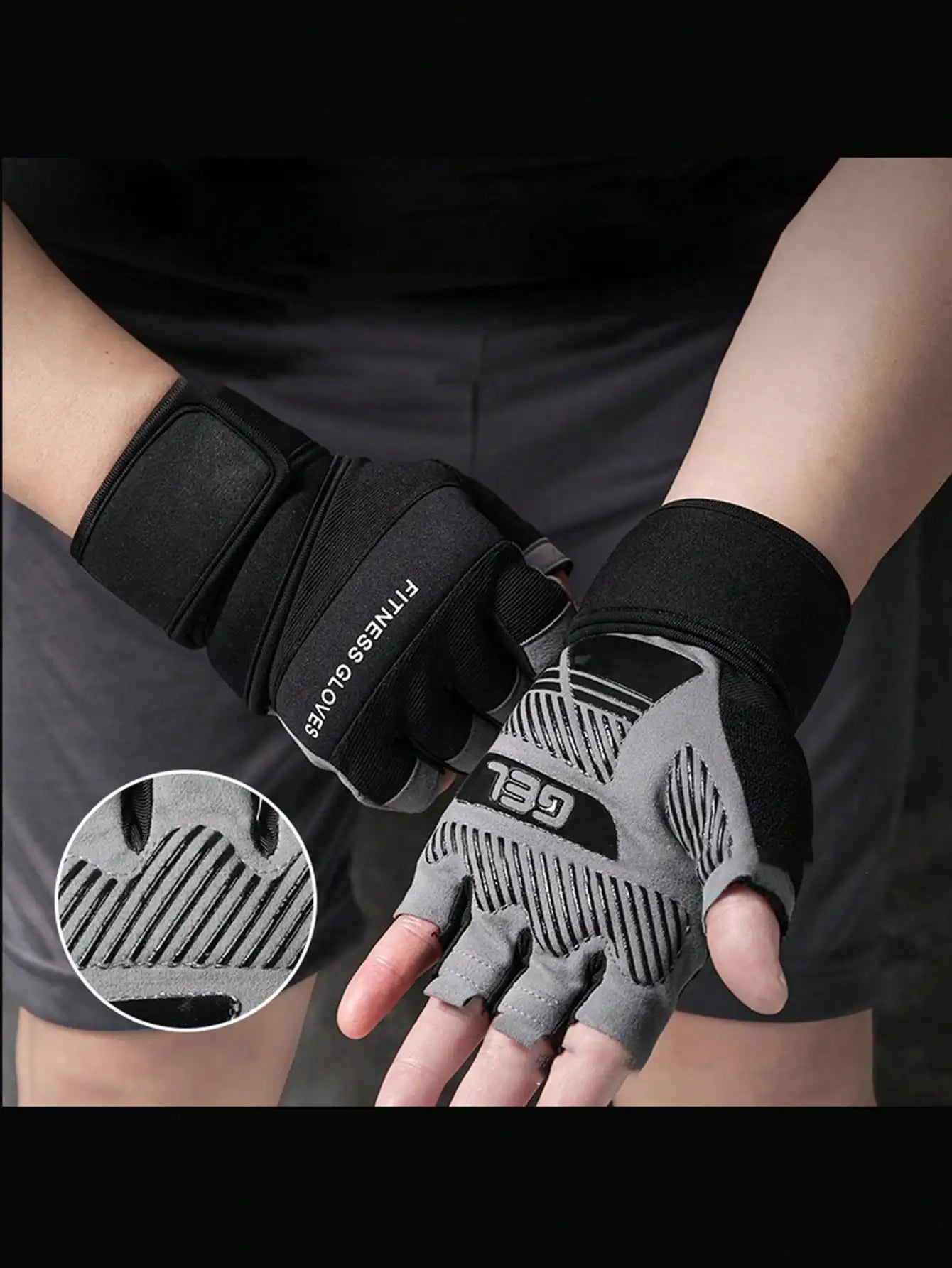 Unisex Fitness Gloves With Wrist Support Half Finger Anti Slip