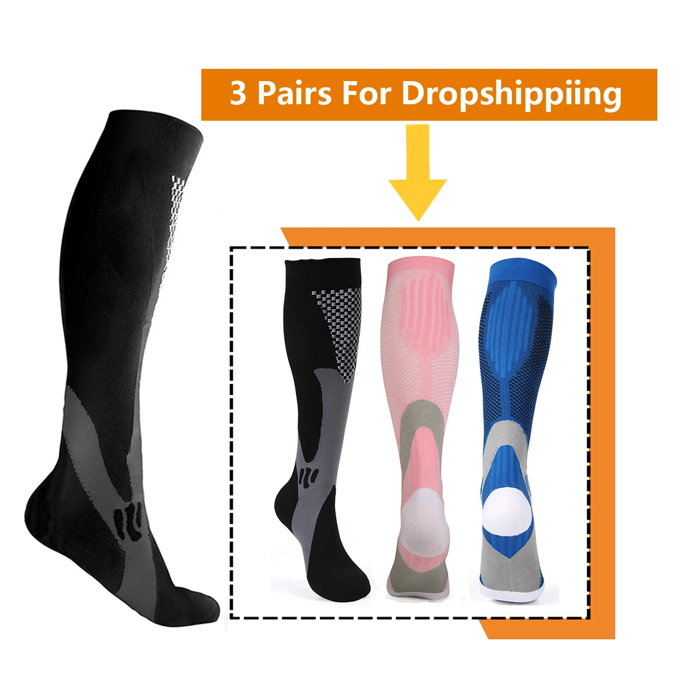 BROTHOCK Compression Socks 20-30 MmHg Athletic Nylon Stockings