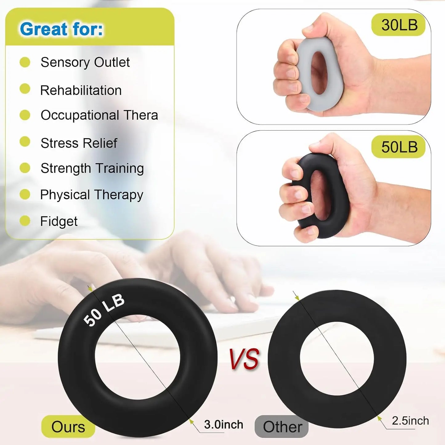 Hand Grip Strengthener Kit With Finger Exerciser For Forearm