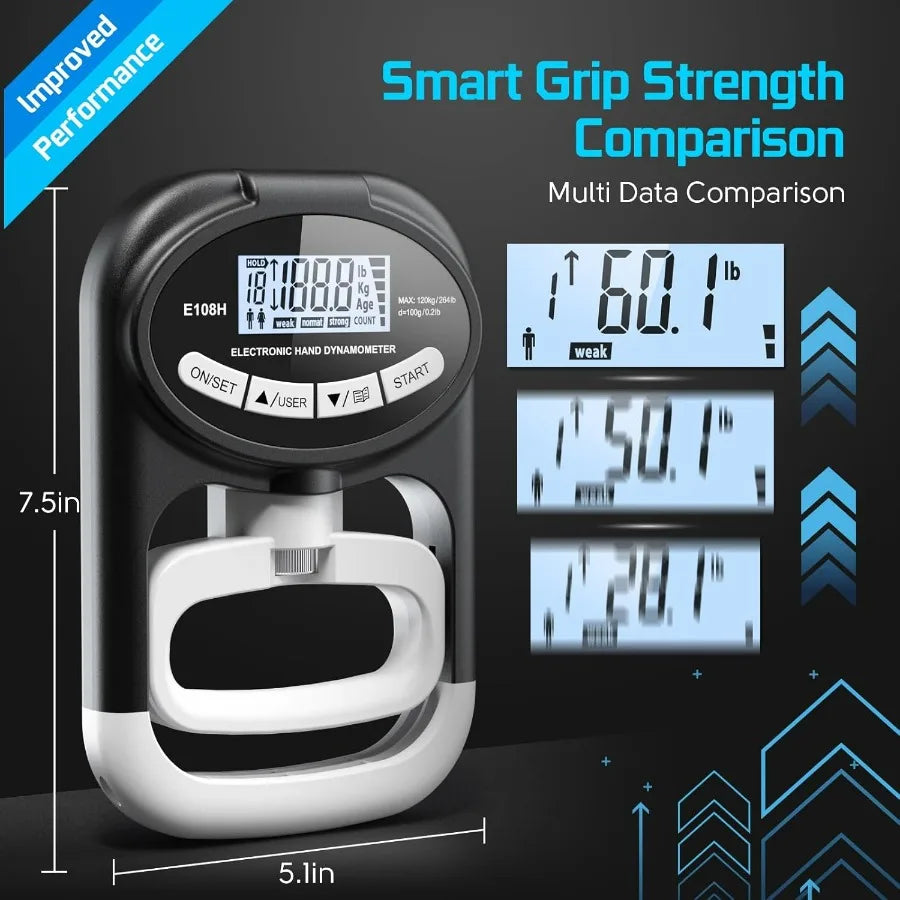 Grip Strength Tester Hand Dynamometer Digital Gripper Meter Wrist Exerciser