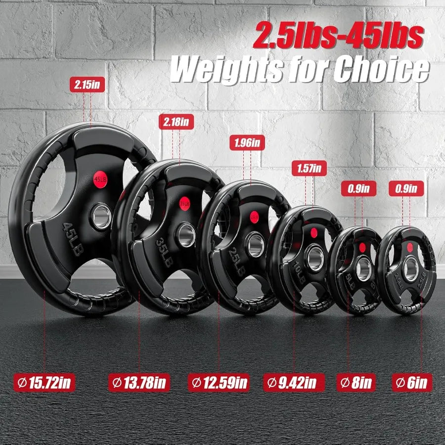 Rubber Grip Weight Plates Set For Barbell Training