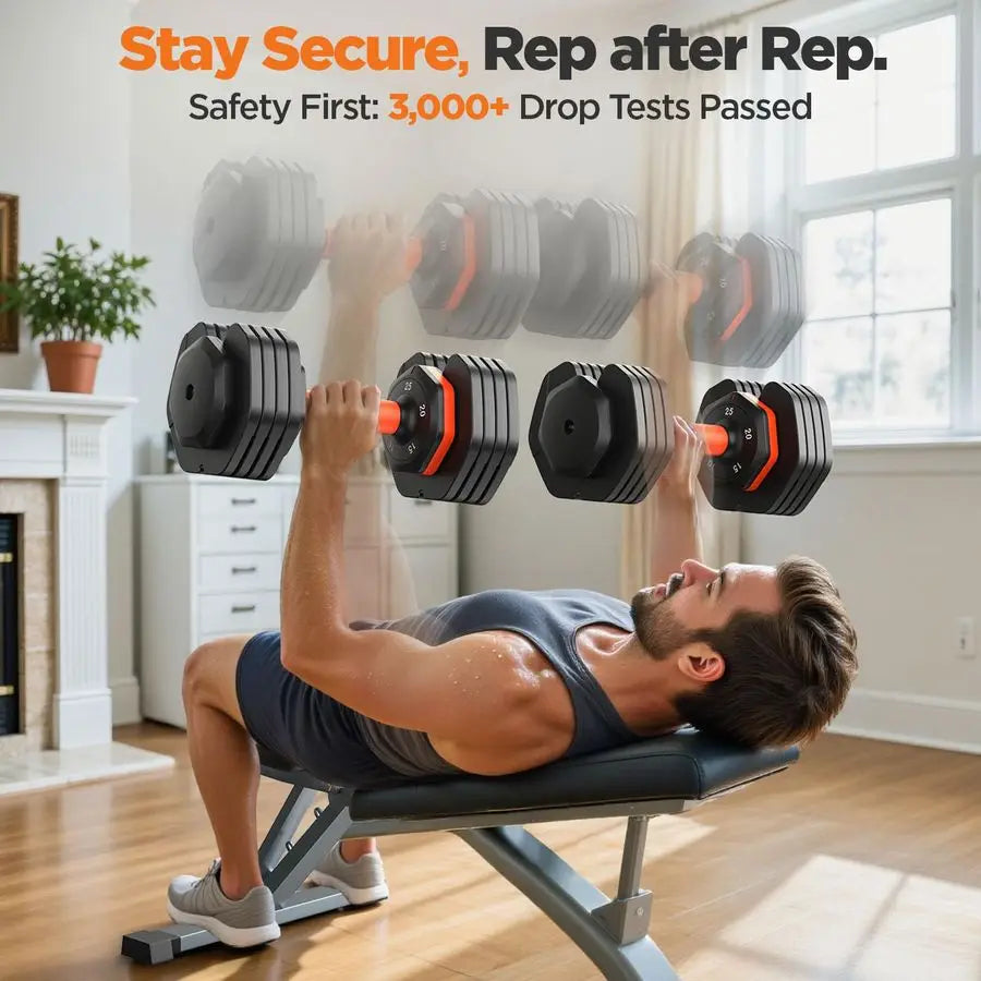 MBVM Adjustable Dumbbell Set With Storage Box For Home Gym
