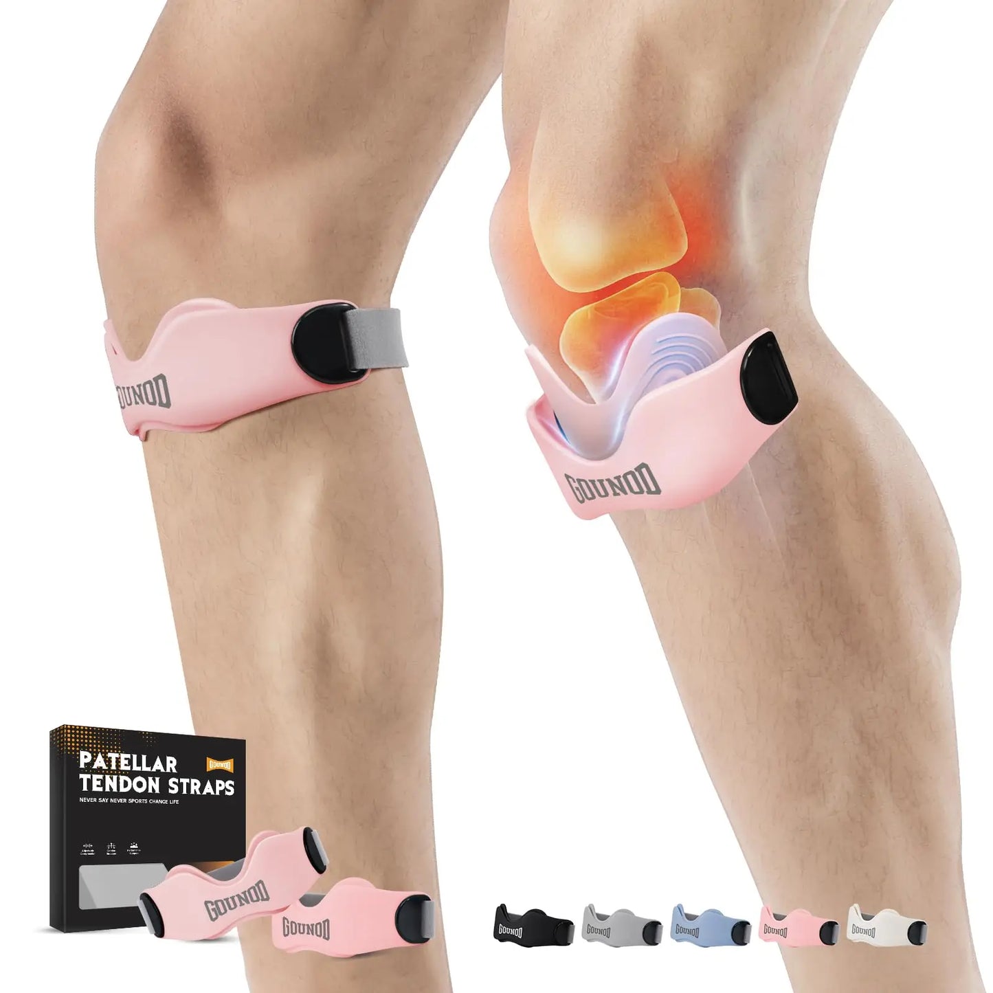 GOUNOD Patellar Tendon Support Strap Silicone Knee Brace for Stability