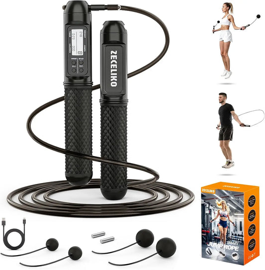 Smart LED Jump Rope With Counter Adjustable Steel Wire For Home Gym HIIT