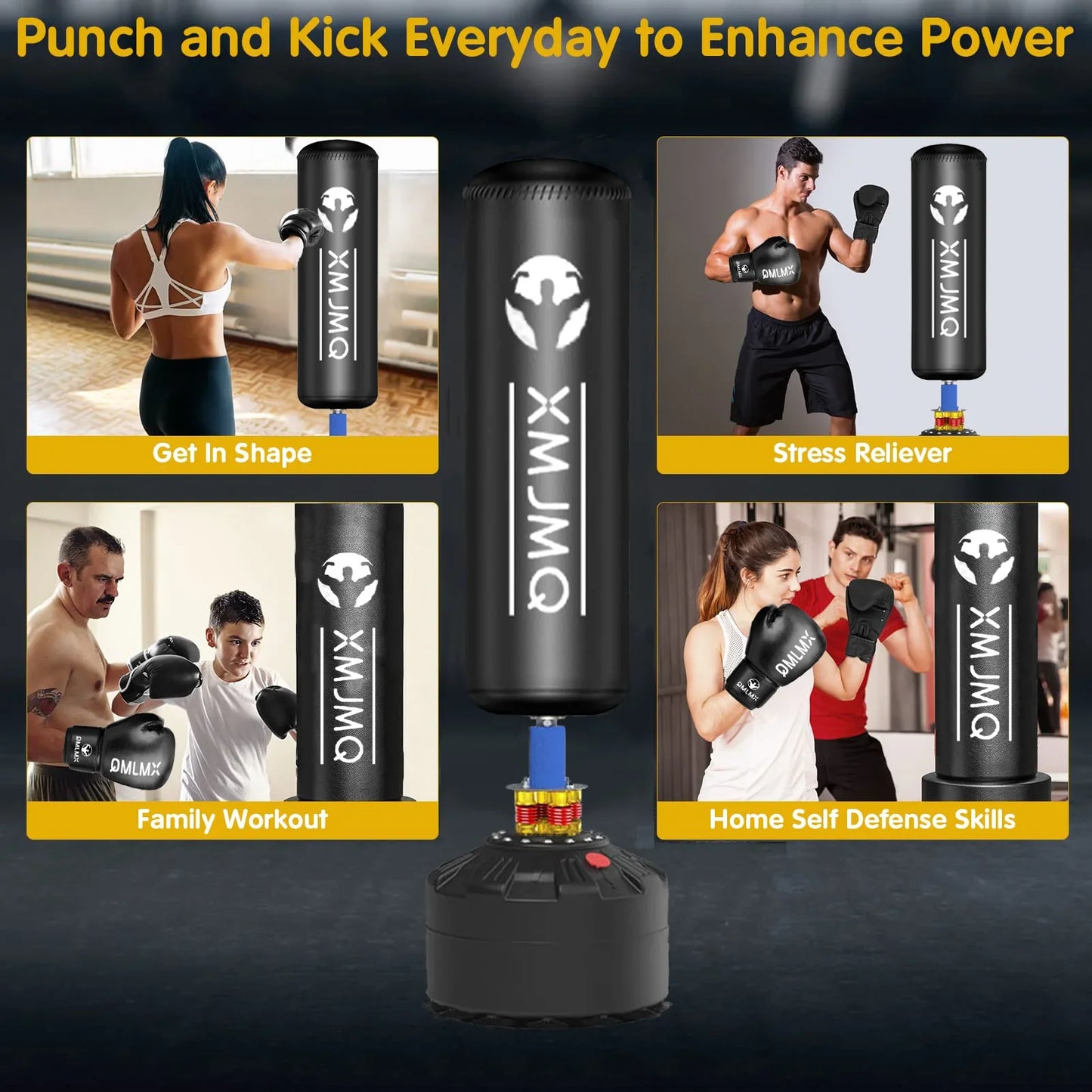 LEKARO Standing Boxing Post With Gloves For Home Sandbag Training