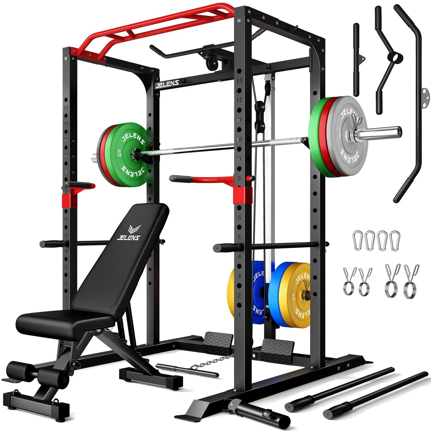 Jelens S11 Power Cage 2000LB Power Rack With Lat Pulldown