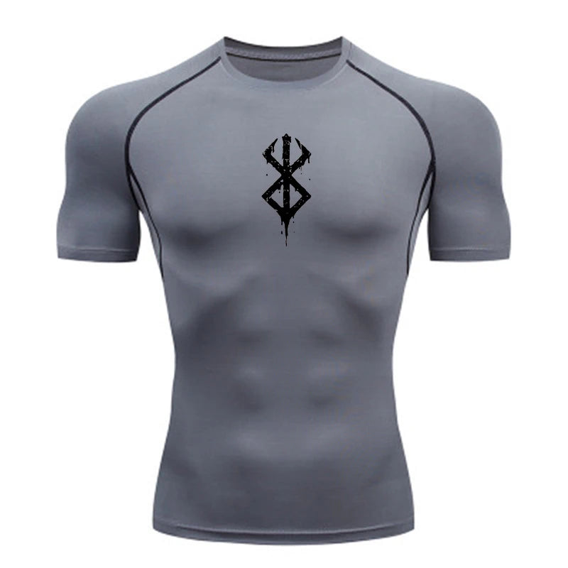 Summer Quick Dry Men Compression Shirt Short Sleeve Running Tee