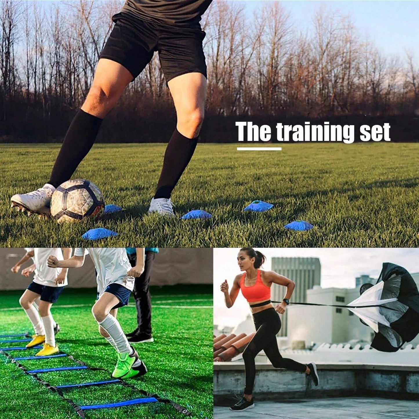 GKHMNEW Speed Agility Training Set With Ladder Cones Stakes Parachute