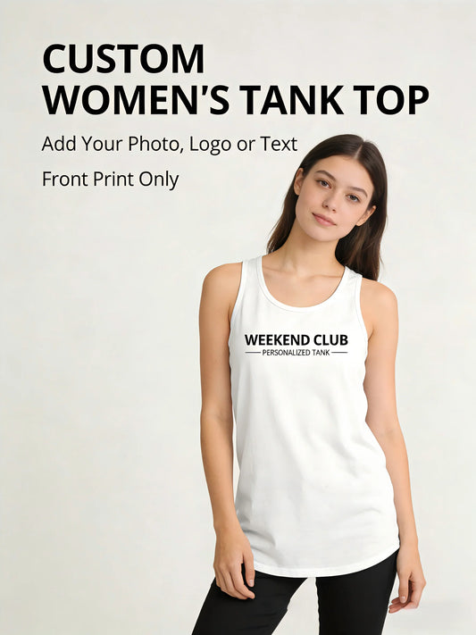 Custom Photo Logo Tank Top for Women Sleeveless Shirt