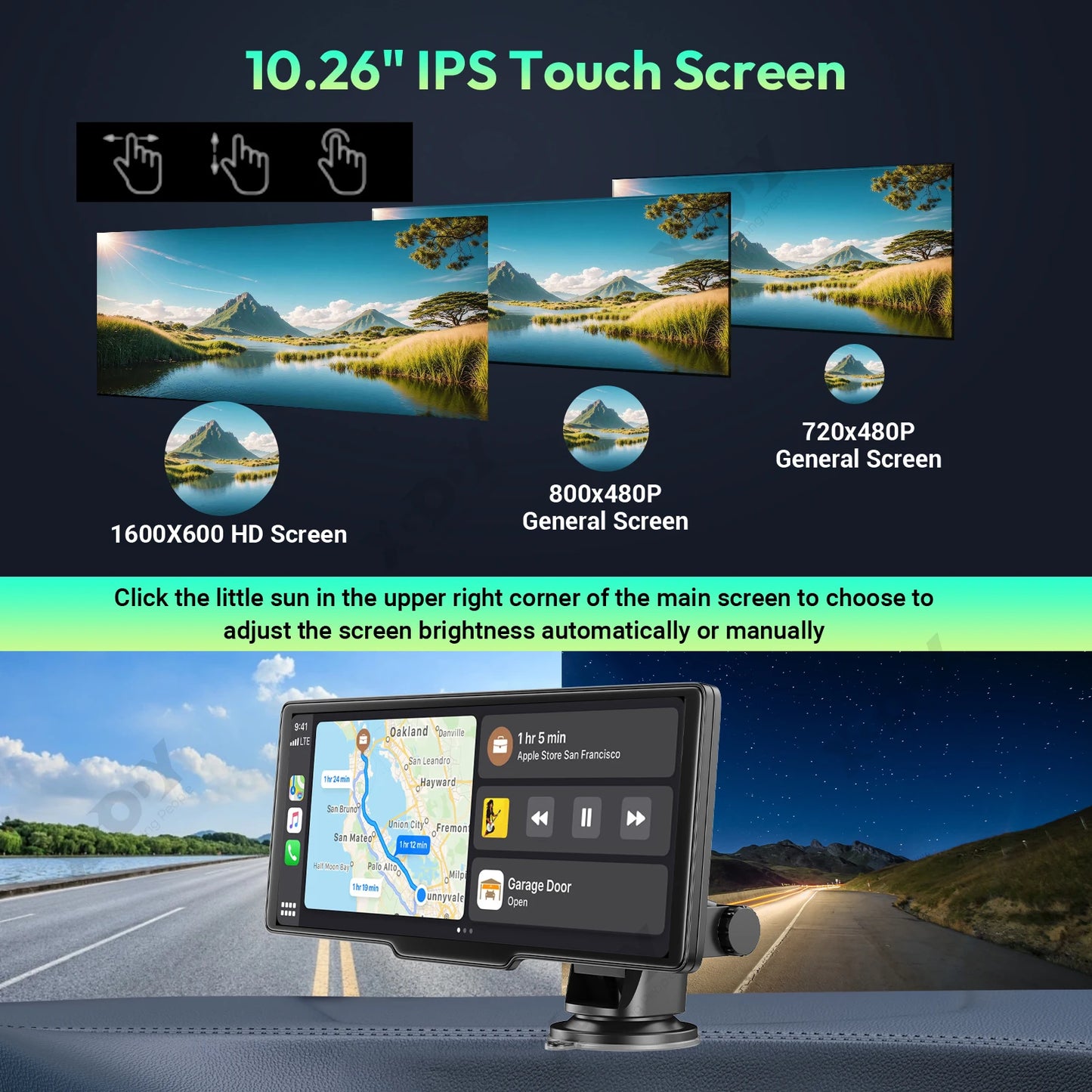 ESSGOO 4K Dual Lens Dash Cam With Touchscreen CarPlay
