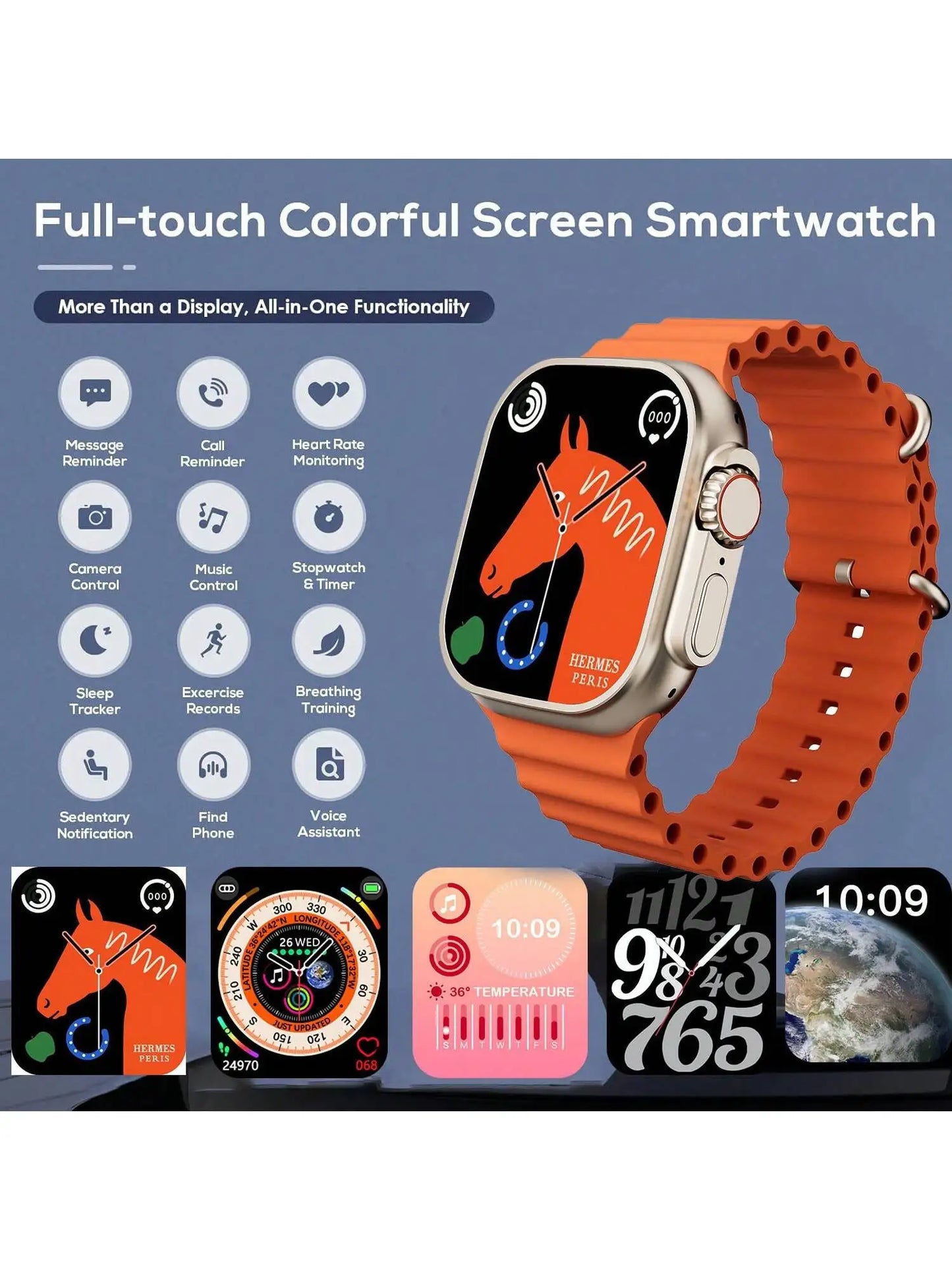 Smart Watches With 7 Bands And Case Unisex Bluetooth Calling